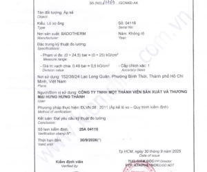 Kết quả kiểm tra Đồng hồ Áp kế