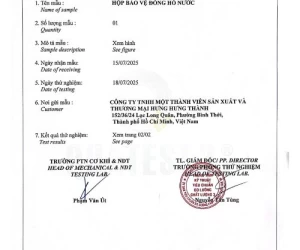 Kết quả thử nghiệm Hộp bảo vệ đồng hồ