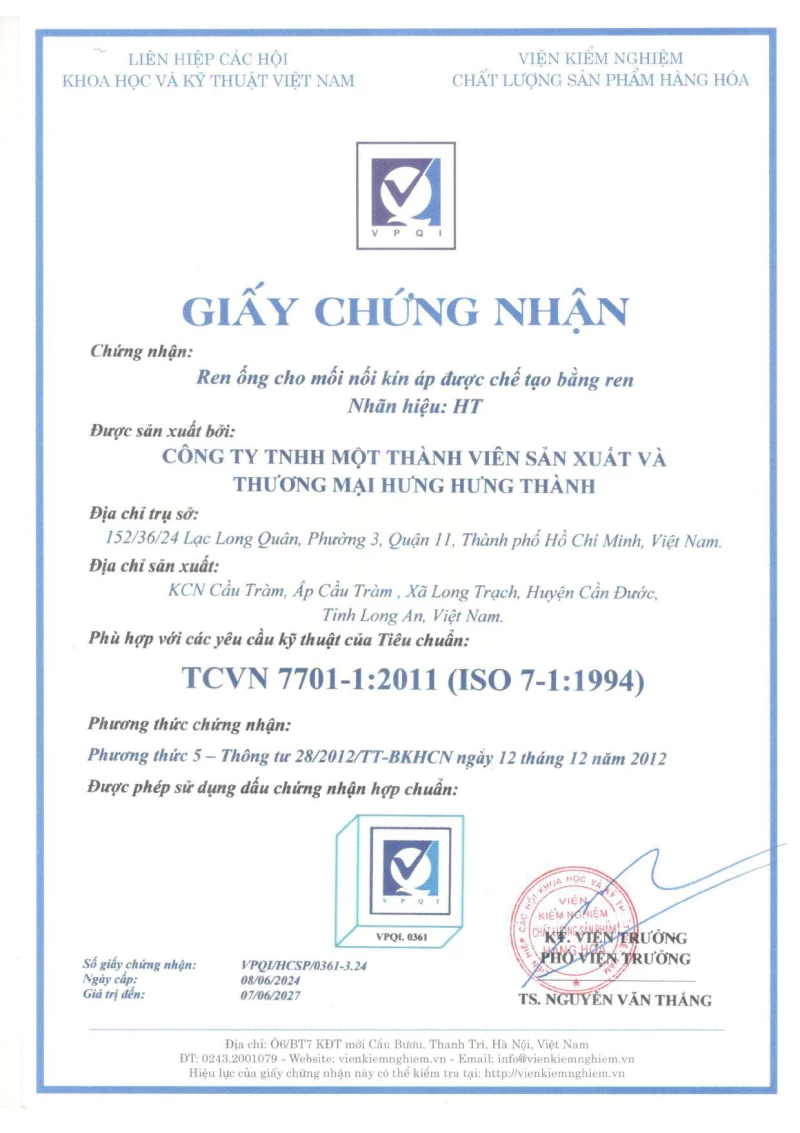 Chứng nhận ISO 7-1 : 1994