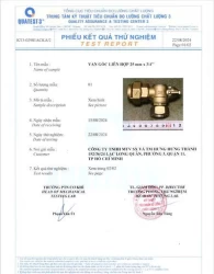 Kết quả thử nghiệm Van góc liên hợp 25mm x 3/4