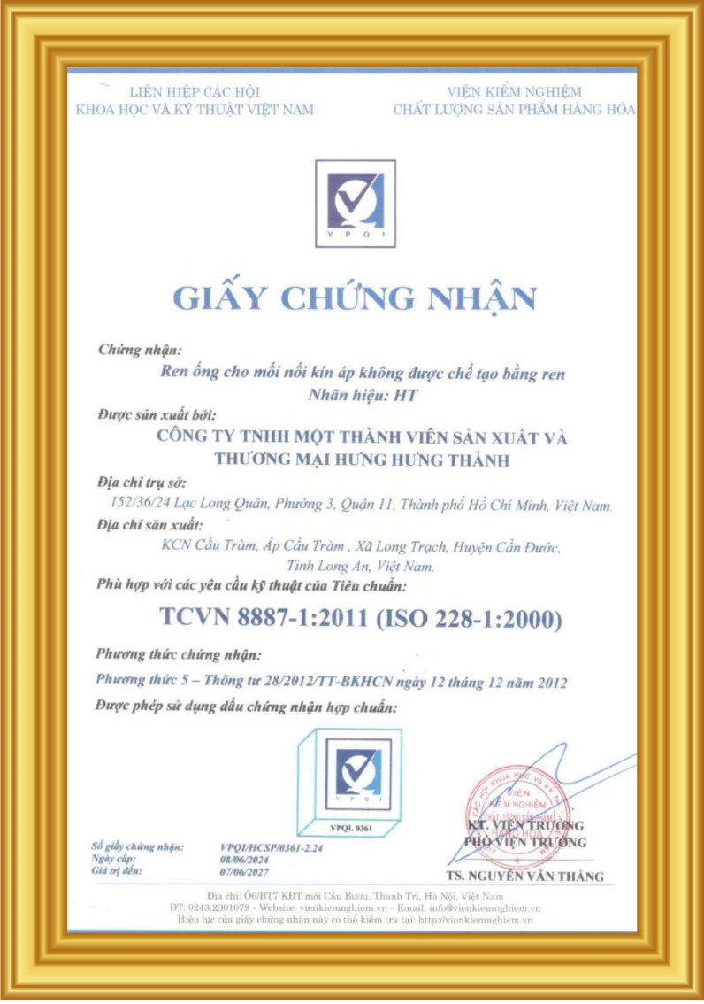 Chứng nhận ISO 228-1 : 2000