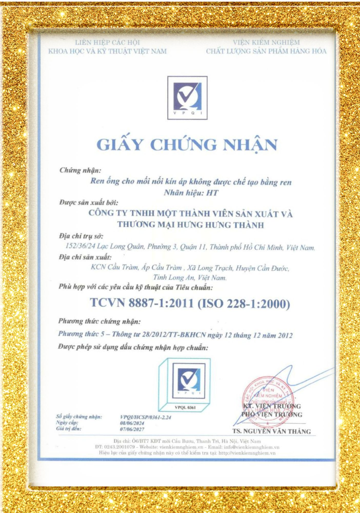 Chứng nhận ISO 228-1 : 2000 1