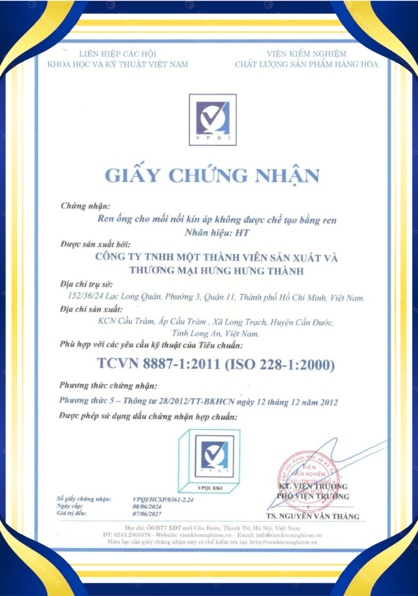 Chứng nhận ISO 228-1 : 2000 1