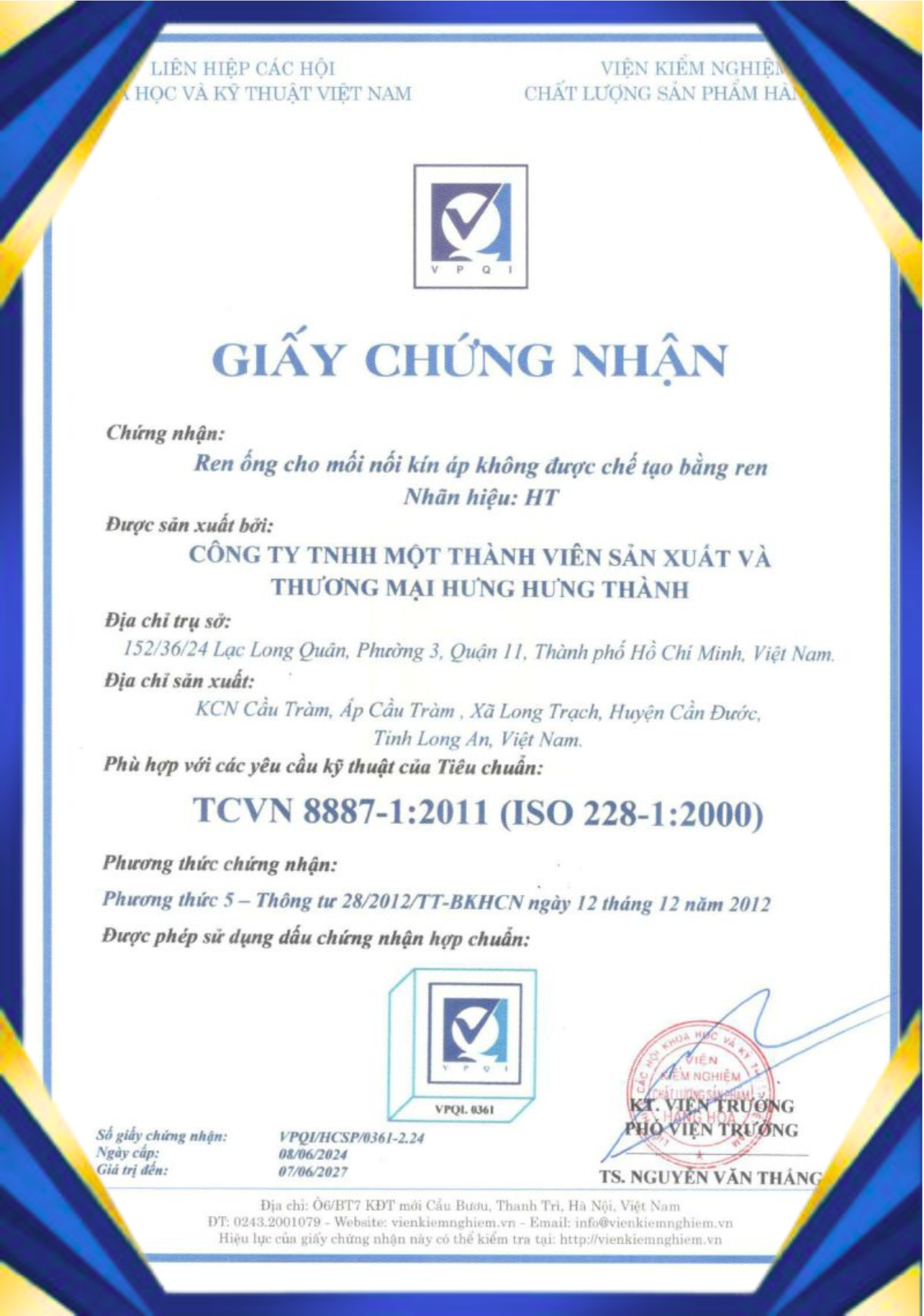 Chứng nhận ISO 228-1 : 2000 2